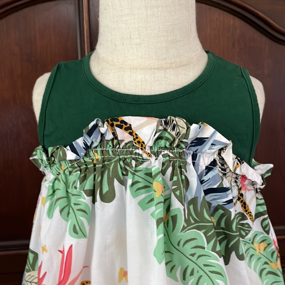 Doe A Dear Tropical Floral Tank Top Girls 3T Jungle Palm Print Boutique Summer